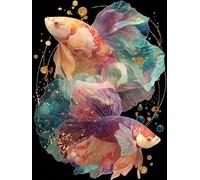 Peinture Numero Adulte Poisson, Peinture Numero pour Decoration Murale, Animal DIY Paint by Numbers Kits, Activite Manuelle Adulte Débutants avec Pinceaux et Pigment Acryliques, 100x135cm O-1931