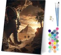 Peinture Numero Adulte Pyramide Peinture Numero sur Toile, DIY Loisirs Créatifs Adultes DéSert, Canevas kit Complet Adulte avec Pinceaux, Tableau Decoration Murale, Cadeau Femme 50x65cm 1-8454