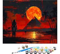 Peinture Numero Adulte Pyramide Peinture par Numero Adulte Soleil, DIY Loisirs Créatifs Adultes, Paint by Numbers avec Acrylique et Pinceaux pour Débutants, Decoration Maison Cadeau 30x40cm I-2075