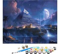 Peinture Numero Adulte Pyramide Peinture par Numero Adulte Sphinx, DIY Loisirs Créatifs Adultes, Paint by Numbers avec Acrylique et Pinceaux pour Débutants, Decoration Maison Cadeau 100x135cm 1-8349