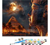 Peinture Numero Adulte Pyramide Peinture par Numero Adulte Statue, DIY Loisirs Créatifs Adultes, Paint by Numbers avec Acrylique et Pinceaux pour Débutants, Decoration Maison Cadeau 60x70cm 1-3450