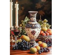 Peinture Numero Adulte Raisin, Numero d'art Enfant 5, 6, 7, 8, 9, 10 ans Fruit, DIY Adulte Kit Loisirs Créatifs vec 3 Pinceaux et Acryliques, Paint by Numbers pour Décoration Maison 35x45cm YH-403