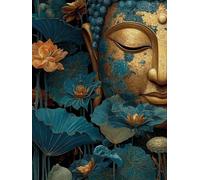 Peinture Numero Adulte Religion Peinture Numero Enfant, Activité Manuelle Adulte Paint By Numbers Lotus DIY Creatif Toile Peintures à L'huile pour Décoration Murale Cadeau 80x110cm Sans Cadre S-135