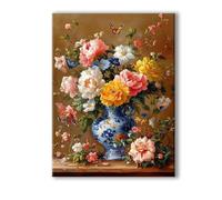 Peinture Numero Adulte Rétro, Peinture Numero Adulte avec Cadre 80x100cm, 5D DIY Fleur Paint by Numbers avec 3 Pinceaux et Peintures Acryliques, Loisirs Créatifs Adultes Decoration Murale 0R-155