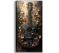 Peinture Numero Adulte Rétro Peinture par Numero Enfant Guitare, Bricolage Loisirs Créatifs Adultes, Acryliques Oil Paintings avec 3 Pinceaux pour Decoration Murale Maison, 80x160cm Sans Cadre -fu905u