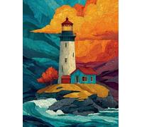 Peinture Numero Adulte RivièRe Paint by Numbers 20x30cm Coloriage Adulte Numéroté Phare DIY Kit Creatif Adultes Peinture avec Peintures Acrylique pour Décoration Maison Cadeau Femme, Sans Cadre S-28