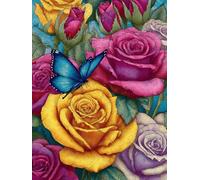 Peinture Numero Adulte Rose Paint by Numbers 20x30cm Coloriage Adulte Numéroté Papillon DIY Kit Creatif Adultes Peinture Toile Peintures Acrylique et Pinceaux pour Décoration Maison, Sans Cadre S-8