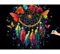 Peinture Numero Adulte Rose Peinture Numero Enfant Débutants Attrape-rêves Loisirs Créatifs Adultes Kits, DIY Paint by Numbers Acrylique Toile Tableau a Peindre Kits for Decoration Noel 80x60cm W-33