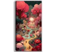 Peinture Numero Adulte Rose Peinture par Numero Enfant Paysage, Bricolage Loisirs Créatifs Adultes, Acryliques Oil Paintings avec 3 Pinceaux pour Decoration Murale Maison, 30x50cm Sans Cadre -fu675u