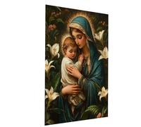 Peinture Numero Adulte Sainte Mère DIY Activité Manuelle Adulte, Peinture Numero sur toile à l'aide de Acrylique et de pinceaux Fleur, Paint by Numbers pour Cadeau Decoration Murale 40x30cm Model05762