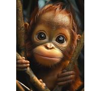 Peinture Numero Adulte Singe, Numero d'art Enfant 5, 6, 7, 8, 9, 10 ans Animal, DIY Adulte Kit Loisirs Créatifs vec 3 Pinceaux et Acryliques, Paint by Numbers pour Décoration Maison 30x40cm YH-413