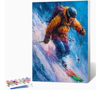 Peinture Numero Adulte Ski, DIY Peinture par Numero Adulte Paysage, Kit Creatif avec Acrylique, Coloriage Numerote avec Pinceaux pour Decoration Murale Cadeau Femme 40x50cm Sans Cadre -WX251072