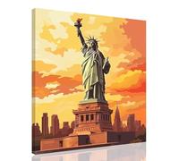 Peinture Numero Adulte Statue de la liberté Peinture par Numero Adultes avec Cadre 90x120cm,Paysage Paint by Numbers Kits Oil Paintings avec Acrylique et Pinceaux,Loisir Creatif Cadeau Femme,kk-656