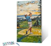 Peinture Numero Adulte, Terrain de golf Kit de Peinture à l'huile sur Toile Bricolage pour Enfant, Paint by Numbers avec Peintures et Pinceaux, Loisirs Créatifs Adultes, Cadeau 40x80cm Athlète 8017