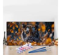 Peinture Numero Adulte Tigre Peinture par Numero Adulte, Activité Manuelle Kit Créatif DIY Creatif Toile Numéro d'Art Complet, Painting by Numbers Automne Décoration Murale 40x70cm Automne G8-667