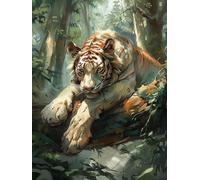 Peinture Numero Adulte Tigre, Plante Peinture Numero Enfant, DIY Activite Manuelle Adulte Débutants, Paint by Numbers Kits avec Pinceaux et Pigment Acryliques, Decoration Maison, 90x120cm Q-9684