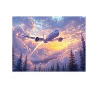 Peinture Numero Adulte, Toile Peinture Numero Enfant Avion, Coloriage Numerote avec Acrylique et Pinceau Toile Coucher de soleil 55 x 40CM, Activité Manuelle Adulte pour Decoration Maison LZYH-5409
