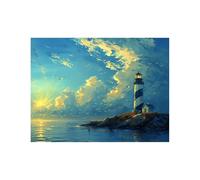 Peinture Numero Adulte, Toile Peinture Numero Enfant Phare, Coloriage Numerote avec Acrylique et Pinceau Toile Coucher de soleil 40x30 CM, Activité Manuelle Adulte pour Decoration Maison LZYH-1532