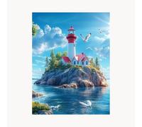 Peinture Numero Adulte, Toile Peinture Numero Enfant Phare, Coloriage Numerote avec Acrylique et Pinceau Toile Paysage 70x95 cm, Activité Manuelle Adulte pour Decoration Murale Cadeau Femme FYH-6398