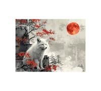 Peinture Numero Adulte, Toile Peinture Numero Enfant Renard, Coloriage Numerote avec Acrylique et Pinceau Toile Lune 70x50CM, Activité Manuelle Adulte pour Tableau Decoration Murale Cadeau LZYH-2084