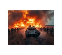 Peinture Numero Adulte, Toile Peinture Numero Enfant Réservoir, Coloriage Numerote avec Acrylique et Pinceau Toile Guerre 135x100 CM, Activité Manuelle Adulte pour Tableau Decoration Murale LZYH-8900