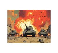 Peinture Numero Adulte, Toile Peinture Numero Enfant Réservoir, Coloriage Numerote avec Acrylique et Pinceau Toile Guerre 40 x 30CM, Activité Manuelle Adulte pour Tableau Decoration Murale LZYH-8672