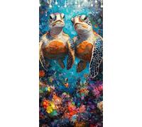 Peinture Numero Adulte Tortues De Mer DIY Peinture par Numero Adulte Abstrait Tableau a Peindre Acrylique pour Adultes Débutants, Sans Cadre 50X100cm avec Peintures et Pinceaux, Décoration Murale W6-3