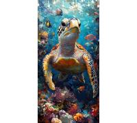 Peinture Numero Adulte Tortues De Mer DIY Peinture par Numero Adulte Algue Tableau a Peindre Acrylique pour Adultes Débutants, Sans Cadre 50X100cm avec Peintures et Pinceaux, Décoration Murale W6-73