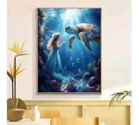 Peinture Numero Adulte Tortues mer Fille Peinture par Numéro, DIY Kit Dessin Enfants Débutant, avec Pinceaux Activite Manuelle Adulte Coloriage par Numeros, Décoration Halloween 60x80cm w6t-307