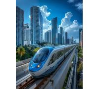 Peinture Numero Adulte Train à Grande Vitesse, Peinture par Numero Adulte Paysage, DIY Loisirs Créatifs Adultes, Paint by Numbers Kit avec Pinceaux et Acryliques, Decoration Maison 50x65cm 1-3354