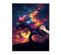 Peinture Numero Adulte Tree Of Life, DIY Peinture Enfant, Activité Manuelle Adulte, Paint by Numbers Kit avec Peintures, Pinceaux, Toile 30x40cm, Tableau Decoration Murale, Cadeau (Starry Night) X-39