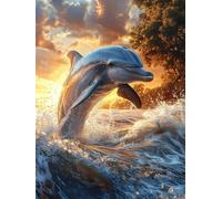 Peinture Numero Adulte Vagues L'OcéAn Peinture Numero Enfant, Activité Manuelle Adulte Paint By Numbers Dauphin DIY Creatif Toile Peintures à L'huile pour Décoration Murale 25x35cm Sans Cadre S-341