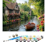 Peinture Numero Adulte Venise Peinture par Numero Enfant Plage Peinture au Numéro,DIY Creatif Adulte Toile Peinture à l'huile Kits,Acryliques et Pinceaux,Débutants et Femme Cadeaux 80x100cm M-1425