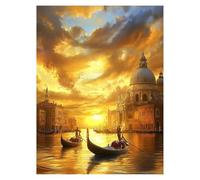 Peinture Numero Adulte Venise, Toile Peinture Numero Enfant Débutants Ville d'eau, Canevas Kit Complet Adulte 80 x 60 CM Avec Pinceaux et Acrylique,DIY Paint by Numbers pour Decoration Murale LSJ-1272