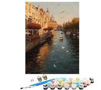 Peinture Numero Adulte Venise Ville, DIY Peinture par Numero Adulte Kit Creatif Enfant ou débutants, avec Pinceaux Acrylique pigmentée, Décoration Maison Maison, Cadeau Femme 60 x 80 cm BJHWK115