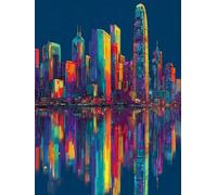 Peinture Numero Adulte Ville, Couleur Peinture Numero Enfant Kits, DIY Loisirs Créatifs Adultes Débutants Kits, Paint by Numbers avec Pinceaux et Pigment Acryliques, Decoration Maison, 30x40cm 6-6412
