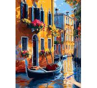 Peinture Numero Adulte Ville Peinture par Numero Adulte Enfant Kits DIY Venise Paint by Numbers Art Creatif Bricolage Cheerful Painting by Numbers for Halloween Decoration Maison Cadeau 70x90cm L-05
