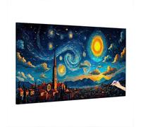 Peinture Numero Adulte Ville, Peinture par Numero Adulte Enfant, Paint by Numbers Kit Peintures et Pinceaux, Débutants Facile sur Toile 180x80cm, Decoration Chambre, Cadeau Femme,(Starry Night) X-91