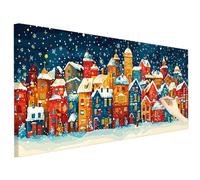 Peinture Numero Adulte Ville Peinture par Numero Adulte Hiver 100x40cm Cheerful Painting Tableau a Peindre Kits, Paint by Numbers for Adults Loisirs Créatifs Kits Cadeau Femme Decoration Automne Z-66