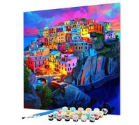Peinture Numero Adulte Ville Peinture par Numero Architecture 35x50cm, Activité Manuelle Adulte Enfant Débutants Kits de Loisirs Créatifs Avec Peintures et Pinceaux Pour Décorer La Pièce (Model-1466)