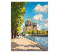 Peinture Numero Adulte Ville, Toile Peinture Numero Enfant Débutants Architecture, Canevas Kit Complet Adulte 80 x 60 CM Avec Pinceaux et Acrylique,DIY Paint by Numbers pour Decoration Murale LSJ-3456