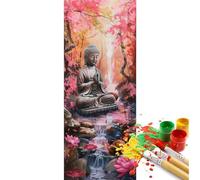 Peinture Numero Adulte Zen, Bouddha Peinture par Numero Adulte Grand Format 60 X 30 cm, DIY Kits de Peinture au Numéro Pigment Acrylique Paint by Numbers Pour Maison Décor, Cadeau, (Sans Cadre)-YH395