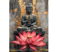 Peinture Numero Adulte Zen Peinture Numero Lotus Paint by Numbers for Adults Débutant avec 3 Pinceaux et Acryliques DIY Activité Manuelle Adulte pour Decoration Maison, Cadeau Femme 50x70cm -zjn2507HU