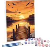 Peinture Numero Adultes, DIY Coucher de soleil Marina Peinture par Numero Adultes, Acryliques Peinture par Numéros pour Adultes Débutants, Loisirs Créatifs Adultes Tableau Decor Murale 20x30cm A-814