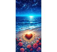 Peinture Numero Amour Océan, DIY Peinture Numero Enfant Débutants kit, XXL Loisir Creatif Adulte Mosaique kit, avec 3- Pinceaux et Pigments Acryliques, Décor Maison Cadeau (Sans Cadre) 20x40cm L-625