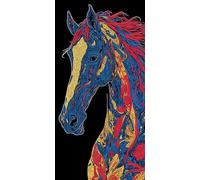 Peinture Numero Animal Cheval, DIY Peinture Numero Enfant Débutants kit, XXL Loisir Creatif Adulte Mosaique kit, avec 3- Pinceaux et Pigments Acryliques, Décor Maison Cadeau Sans Cadre 70x140cm L-914