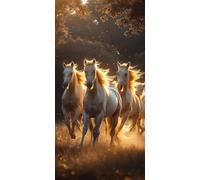 Peinture Numero Animal Cheval, DIY Peinture Numero Enfant Débutants kit, XXL Loisir Creatif Adulte Mosaique kit, avec 3- Pinceaux et Pigments Acryliques, Décor Maison Cadeau Sans Cadre 70x140cm L-910