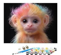 Peinture Numero animal DIY Peinture Numero Adulte Débutants 90 x 120 cm Chimpanzés Numéro d'Art Kit avec Peintures et 3 Pinceaux pour Décoration Murale et Cadeaux Pour La Maison (Sans Cadre) L8-772