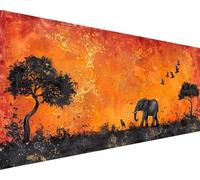 Peinture Numero Animal Peinture par Numero Adulte Éléphant Painting by Numbers avec Peinture Acrylique et Pinceaux Toile Colorée Kits Loisirs Créatifs Adultes, Decoration Murale Cadeau 50x100cm d6-38Q