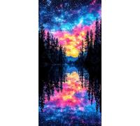 Peinture Numero Aurore Lac, DIY Peinture Numero Enfant Débutants kit, XXL Loisir Creatif Adulte Mosaique kit, avec 3- Pinceaux et Pigments Acryliques, Décor Maison Cadeau (Sans Cadre) 80x160cm L-881